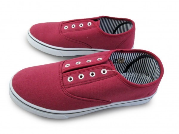 1円~AL2344-009新品AAAローカット/スリッポンスニーカー23㌢WINE♂拍卖