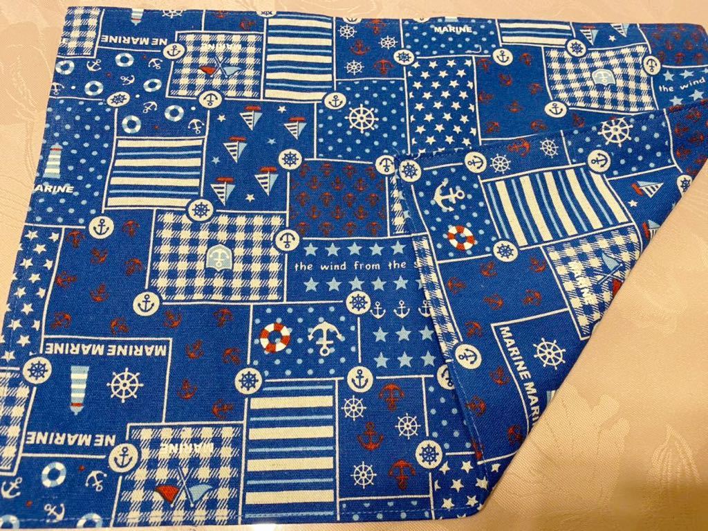 No.108 裏付ランチョンマット ハンドメイド 25x35 マリン柄 男の子拍卖