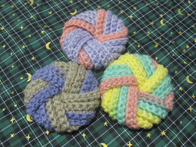 ハンドメイド/アクリル毛糸エコたわし/マルチカラー円形3個拍卖