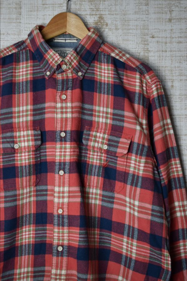 ☆US古着 NAUTICA ノーティカ チェック柄 ネルシャツ レッド赤×ブルー青【L】コットン ◆2898◆拍卖
