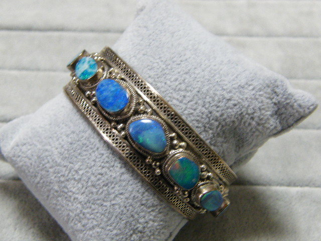 ⑫ オパール シルバー バングル 未使用 在庫処分拍卖