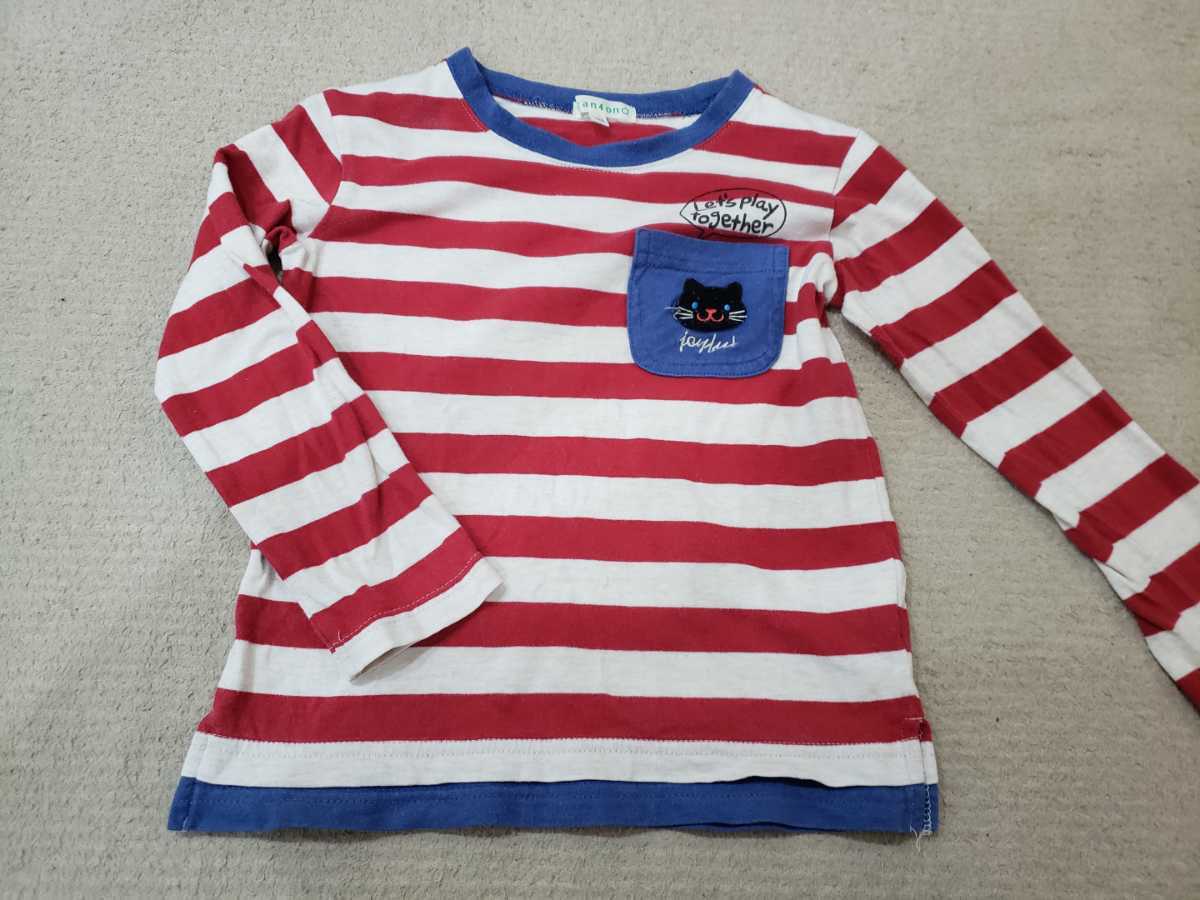 3can4on サンカンシオン 長袖Tシャツ 110CM ボーダー ウォーリー ハロウィン 男女兼用 猫モチーフ 春服拍卖