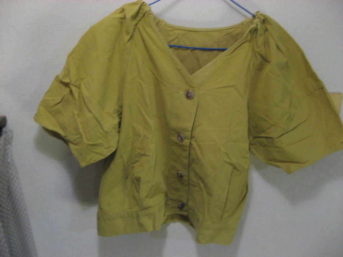 ブラウス 黄土色 カ―ディガン ゆったり 大きい M  同梱手渡し可拍卖