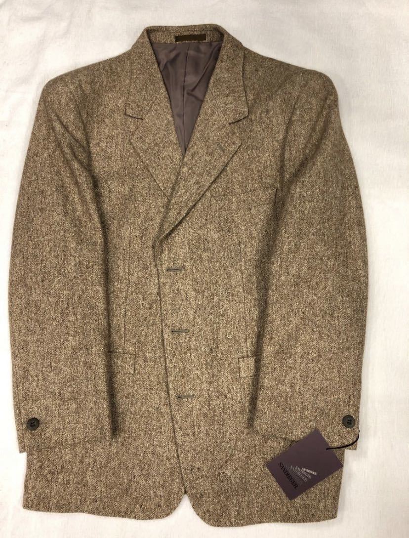 新品 未使用 激安 ソフトジャケット ホームスパン柄 3ッ釦シングル シルク混 サイズM あ拍卖