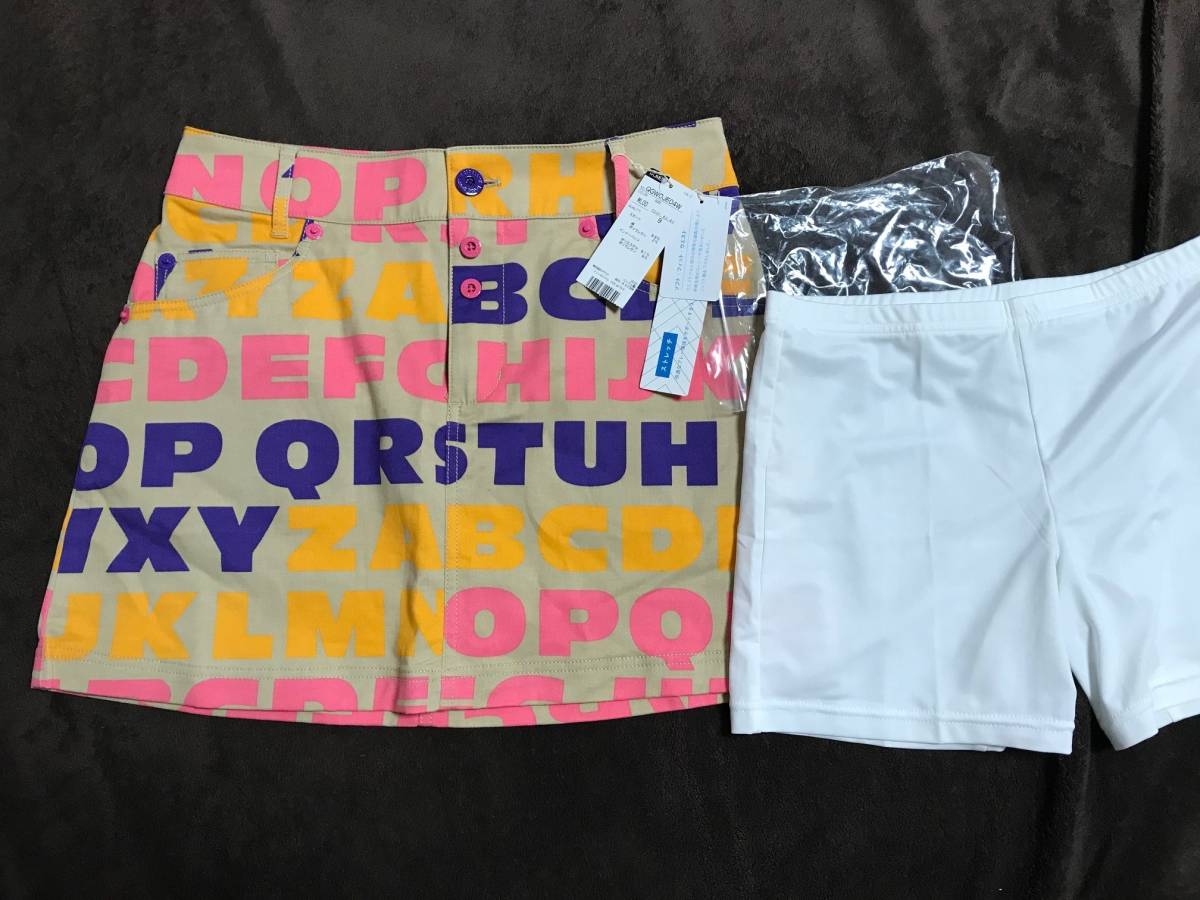 新品◆ルコックスポルティフゴルフ Le coq sportif GOLF◆ストレッチABC柄スカート インナーパンツ付き マルチカラー サイズ9号(M相当) 拍卖