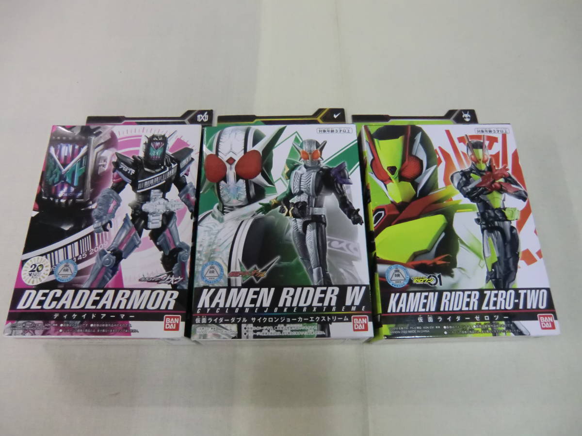 ライダーキックスフィギュアx3点セット (仮面ライダーゼロツー・ダブル・ディケイドアーマー)BANDAI拍卖