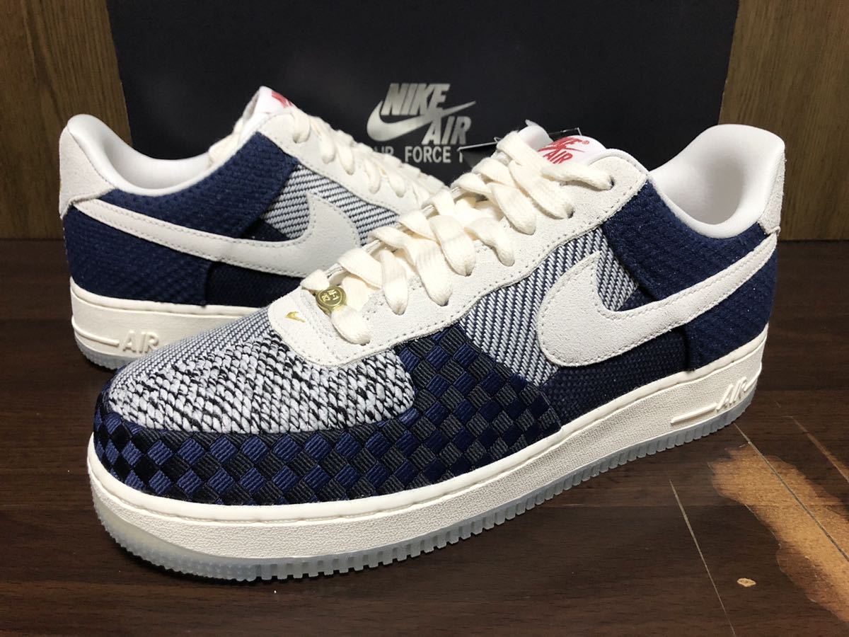 20年製 NIKE WMNS AIR FORCE 1 LV8 SASHIKO ナイキ ウィメンズ エアフォース 刺し子 江戸 匠 伝統技術【DD5401-492】ネイビー 紺 US11.5拍卖