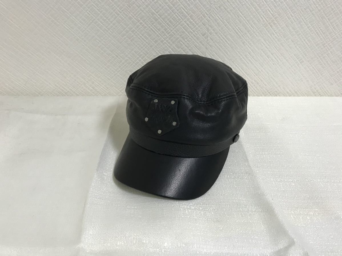 新品未使用本物リアル本革カウレザー牛皮キャップ帽子野球黒ブラック旅行トラベルレディースセレブレザー拍卖