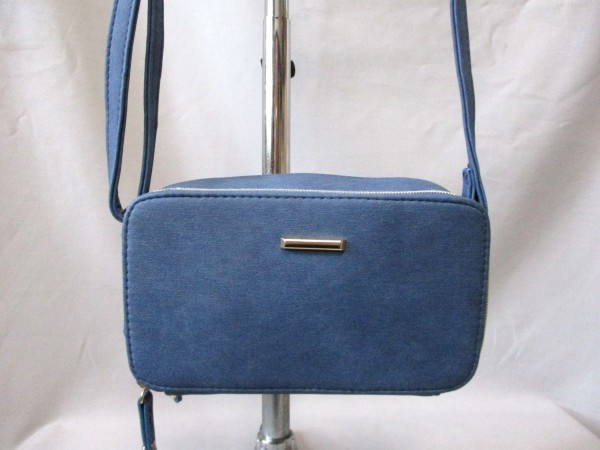 ミニショルダーバッグ お財布バッグ ボックス型◇ブルー 合皮風 斜め掛け W20cm拍卖