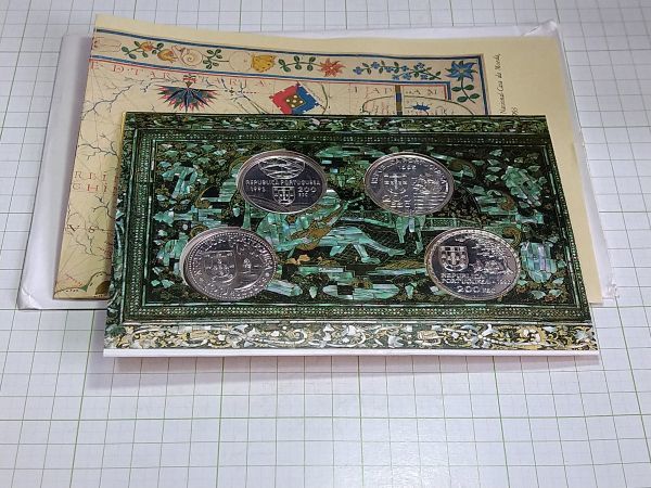 ポルトガル 使節団 訪問450周年 1993年 200エスクード 銀貨 4枚組 純銀98g 拍卖