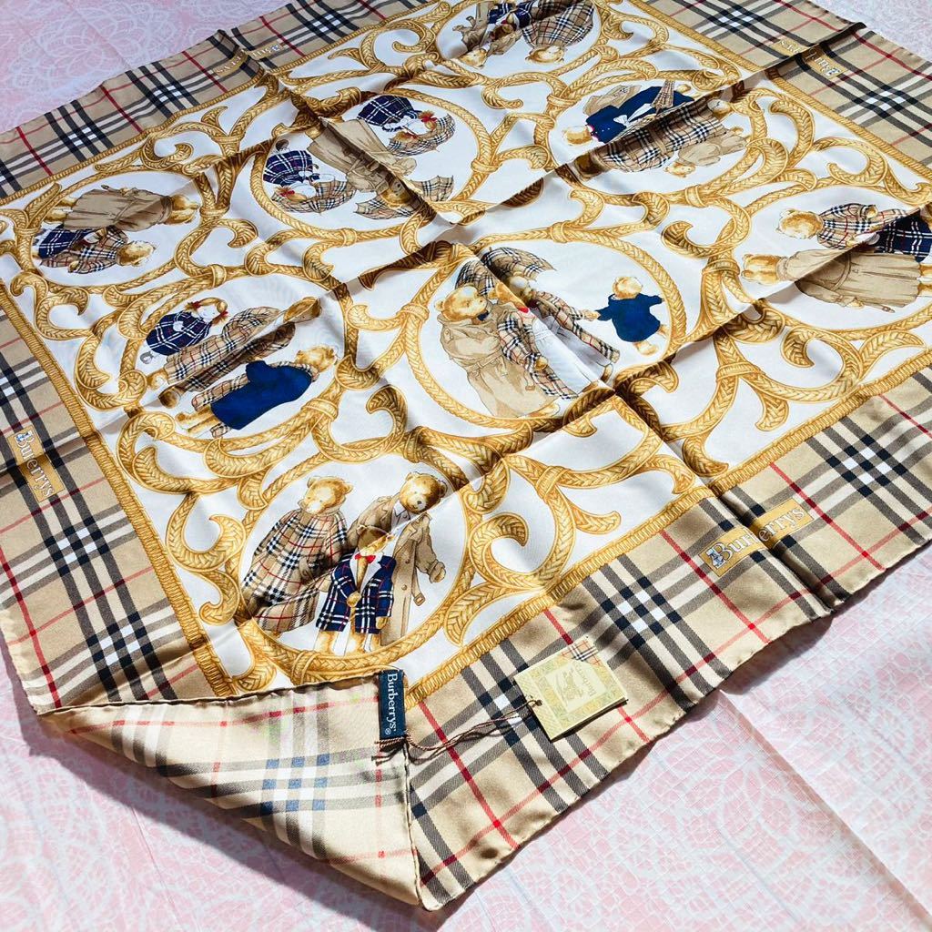 【レア】87cm/新品/BURBERRY/大判スカーフ/正規品/バーバリー/ハンカチ/未使用/ストール/即決/匿名発送/ノバチェック/タグ付き/シルク100%拍卖