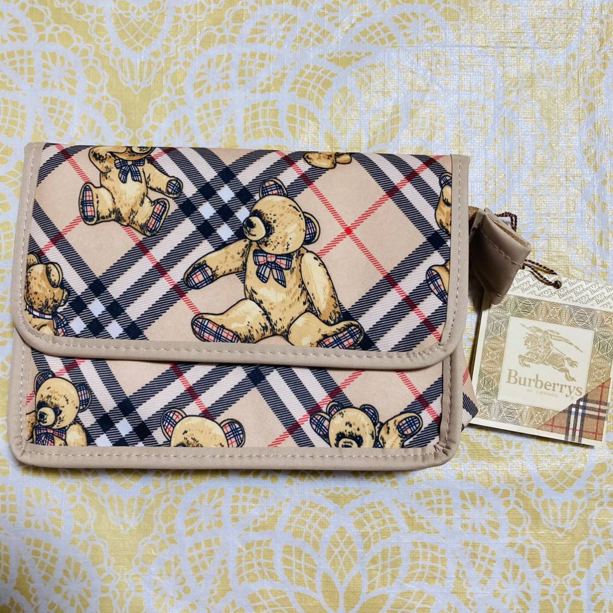 【レア柄】新品/BURBERRY/ポーチ/正規品/未使用/即決/匿名/バーバリー/ノバチェック/バニティ/化粧/レディース/くま/テディベア/クマ/手鏡拍卖