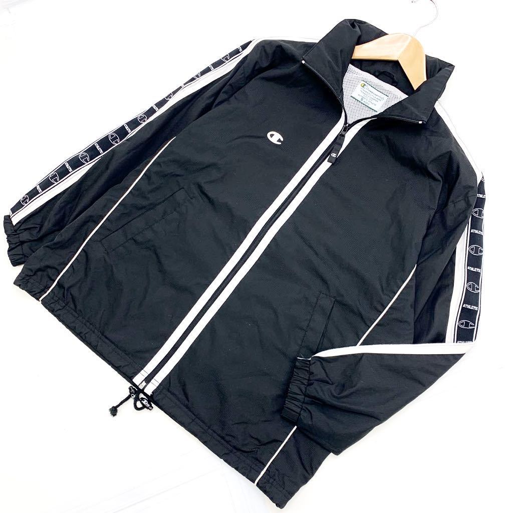 ■チャンピオン CHAMPION ブラック ナイロンジャケット 裏メッシュ Sサイズ 【シンプルなスポーツアイテム♪】【キレイなお品】■BB76拍卖