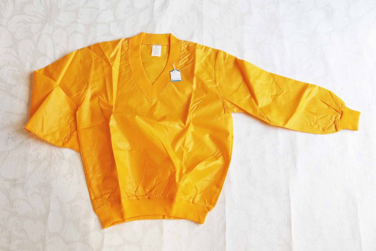 1414-10黄 昭和レトロ 子供服 ウインドブレーカー ナイロン 黄色 オレンジ 120~130㎝ 未使用 長期保管品 新古品 拍卖
