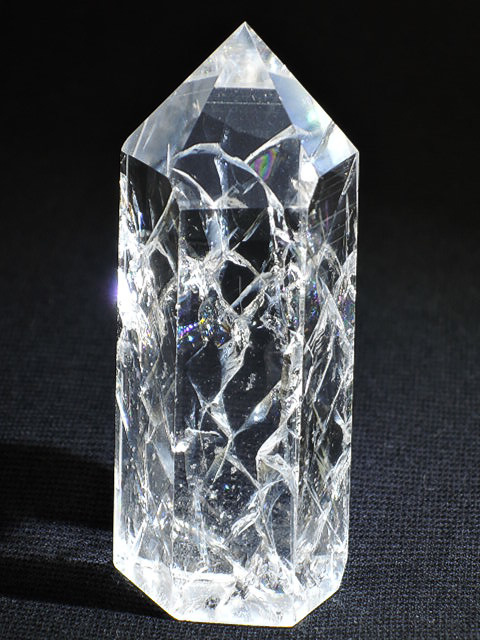 ★高波動★虹入りレインボークリスタルポイント53.4g/60mm★天然石クラック水晶★全面磨き6角柱★アイリスクォーツワンド★鉱物★kamesan拍卖