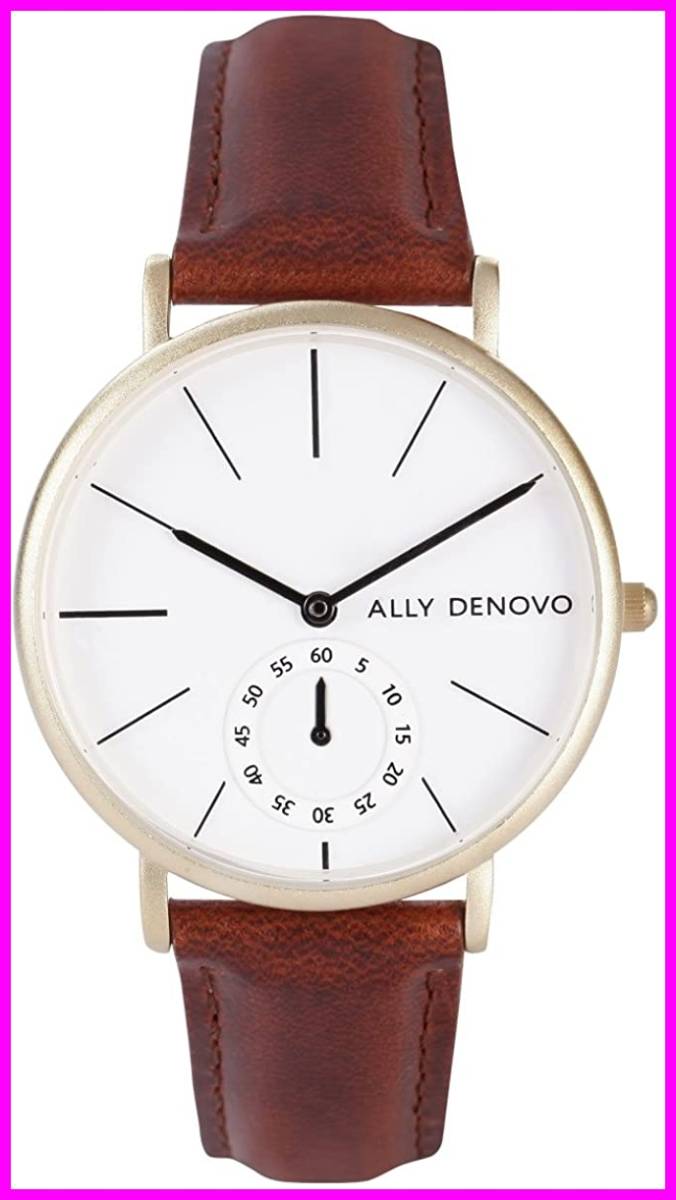【アリーデノヴォ ALLY DENOVO】HERITAGE SMALL クォーツ ホワイト ブラウン メンズ AF5001-4拍卖
