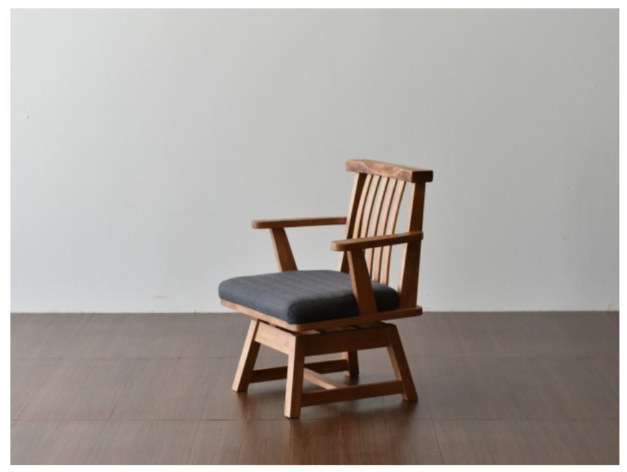 MZ HO 8脚 回転式ダイニングチェア(肘付) ナチュラル*グレー アームチェア拍卖