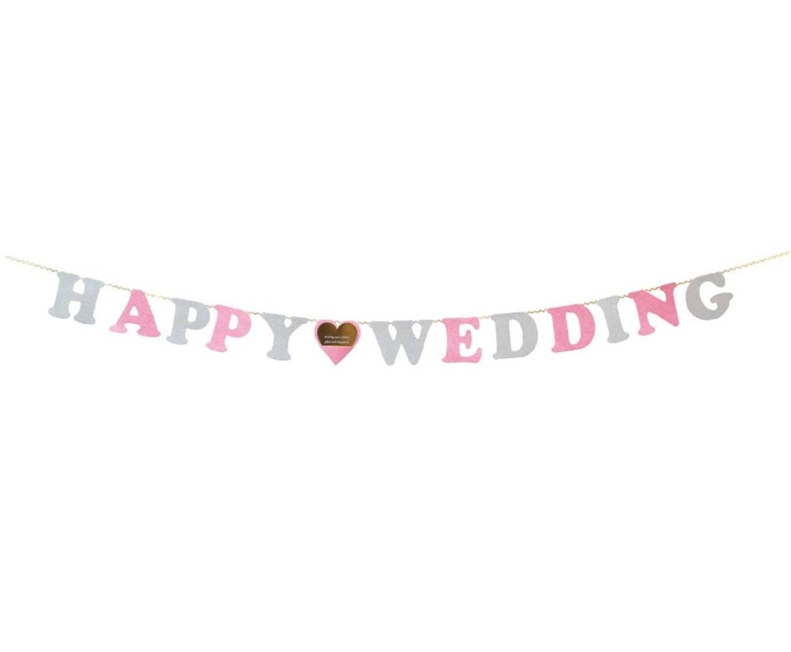 @【即決】■ウエディングカード■グリッターガーランドカード /ハート /HAPPY WEDDING /オーナメント /金箔押し //8-001-5拍卖