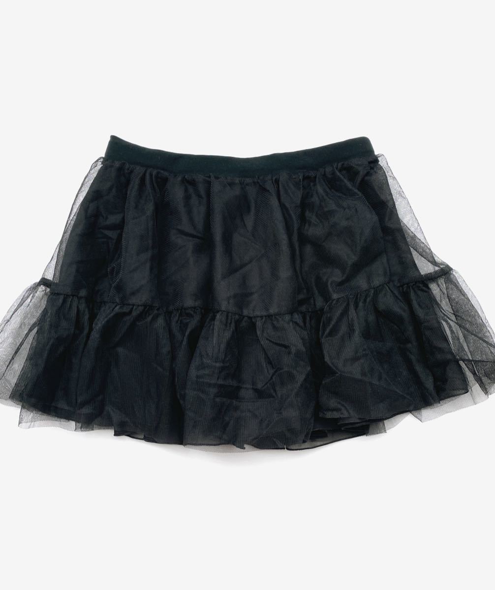 新品 chacott チャコットジュニア★価格9,130円 シフォンとチュールのリバーシブルスカート 黒 140J~150J拍卖