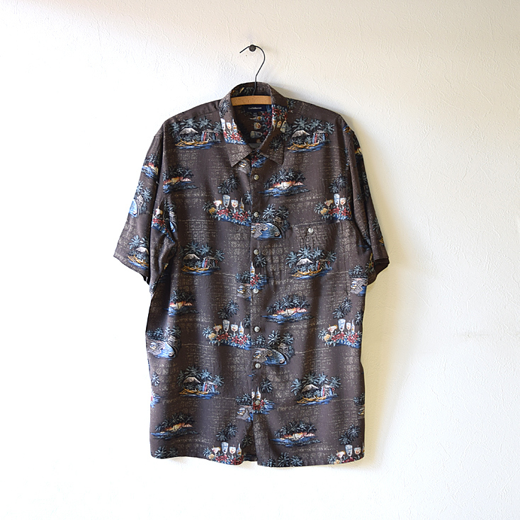【送料無料】クロフト&バロウ レーヨン アロハシャツ ハワイアンシャツ 総柄 Croft&Barrow メンズL CB0007拍卖