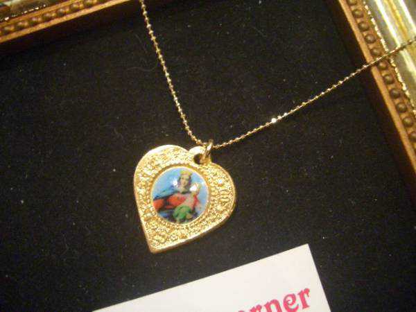 即決☆未使用☆定形外4095円☆ノースコーナー 不思議なメダイ ハート マリア様 ペンダント ネックレス 青 定形外120円☆拍卖