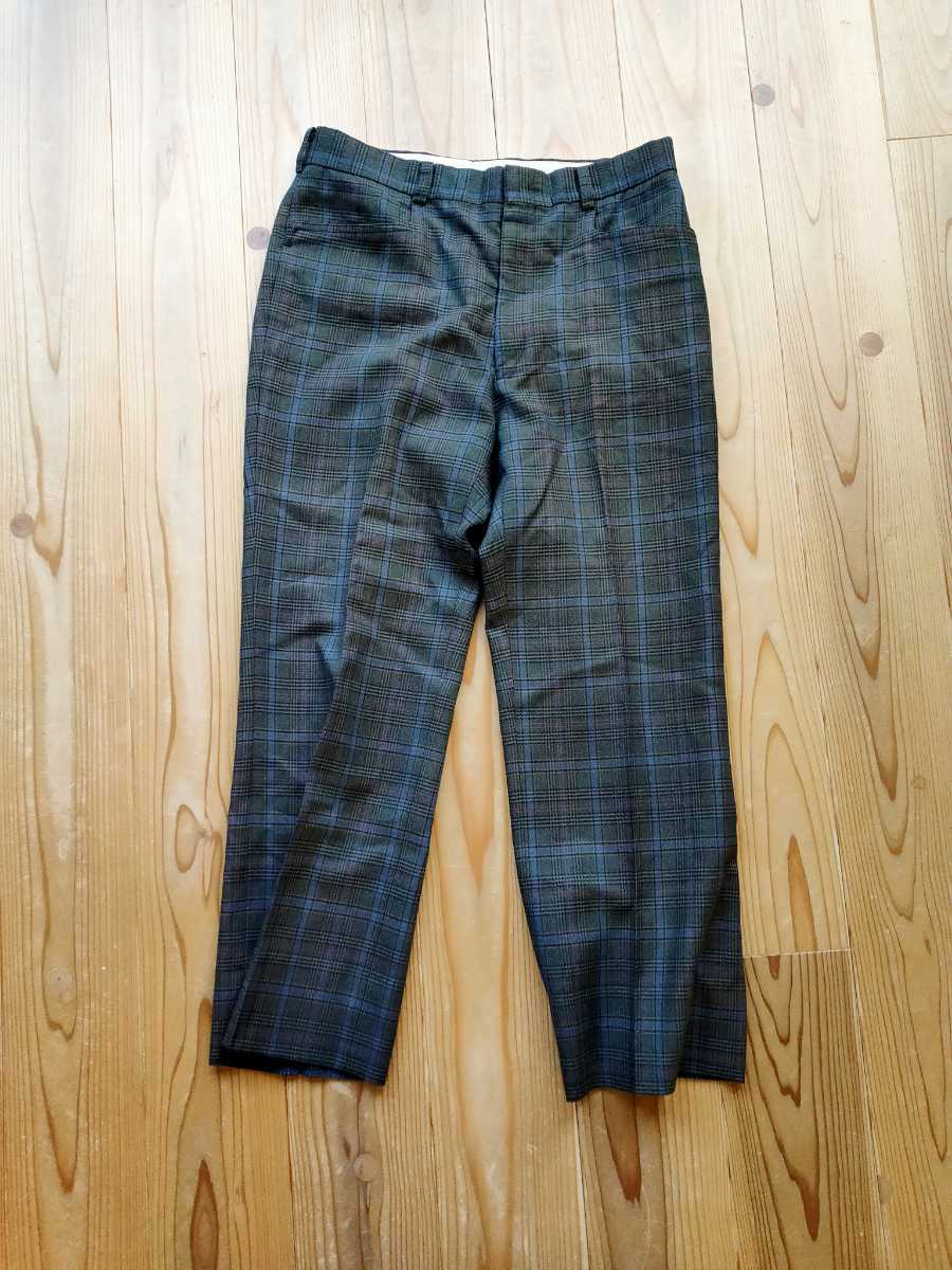 マンシングウェア チェック柄 パンツ W82 こげ茶 ポリエステル100% スラックス 長ズボン拍卖