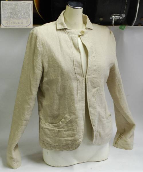 ■shuca シュカ■ ジャケット クリーム ベージュ 綿 Lサイズ拍卖