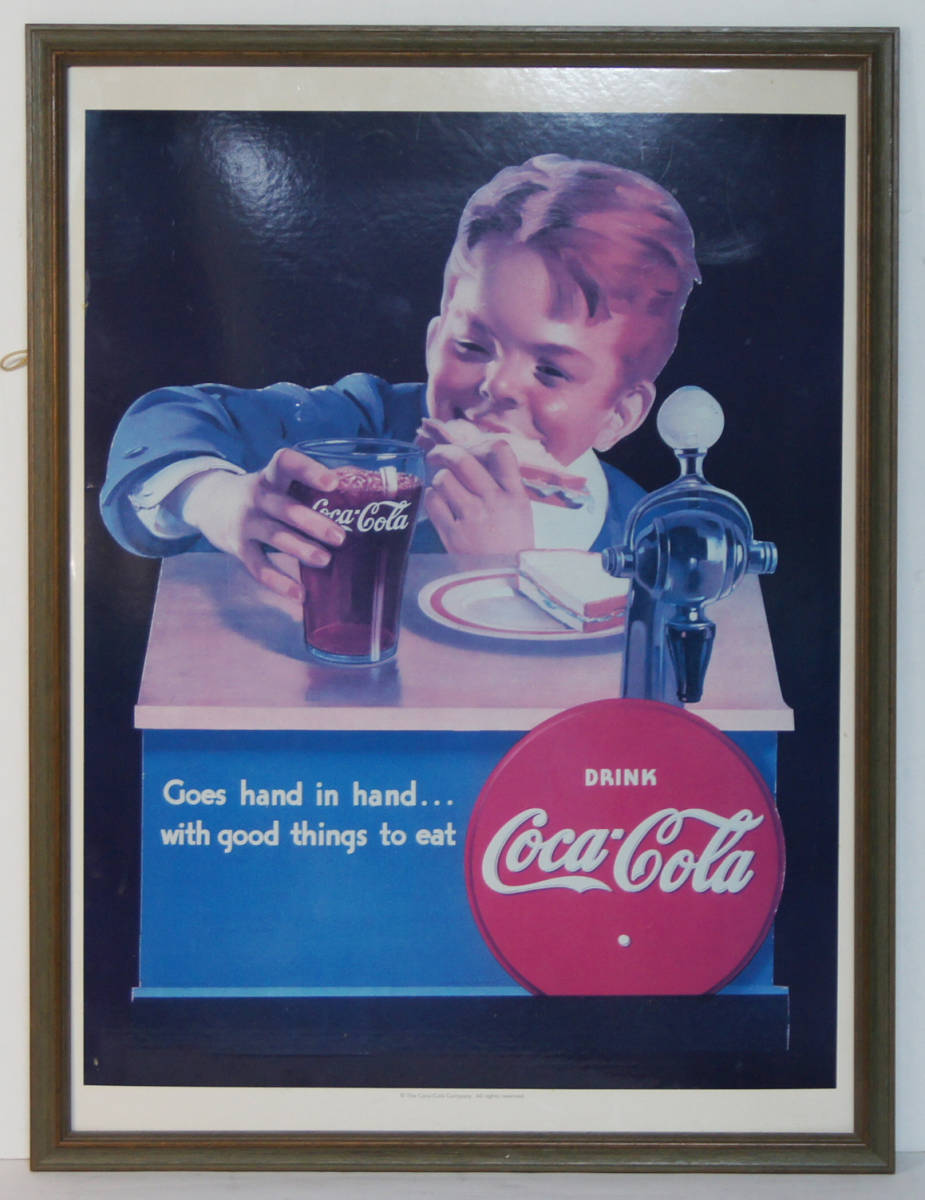 ■cocacola■ コカ・コーラ 額入り広告 53×70.5拍卖
