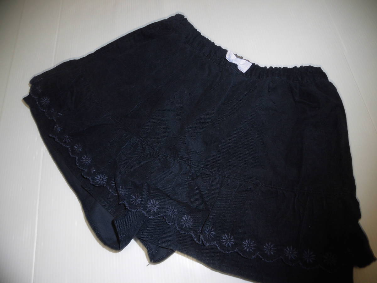 150♪any FAM♪リボン付き お花刺繍コーデュロイキュロットスカート☆拍卖