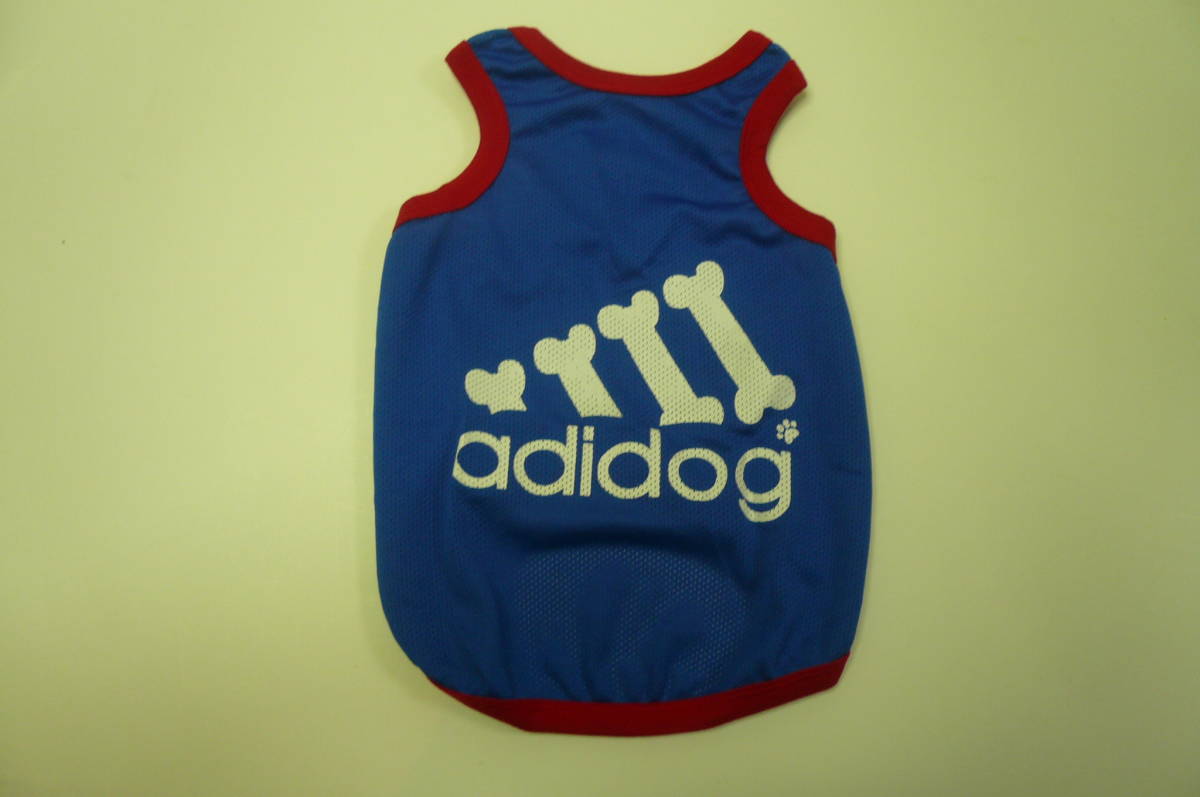7号★送料無料・ネコポス便★中型犬 タンクメッシュ adidog(ブルー)拍卖