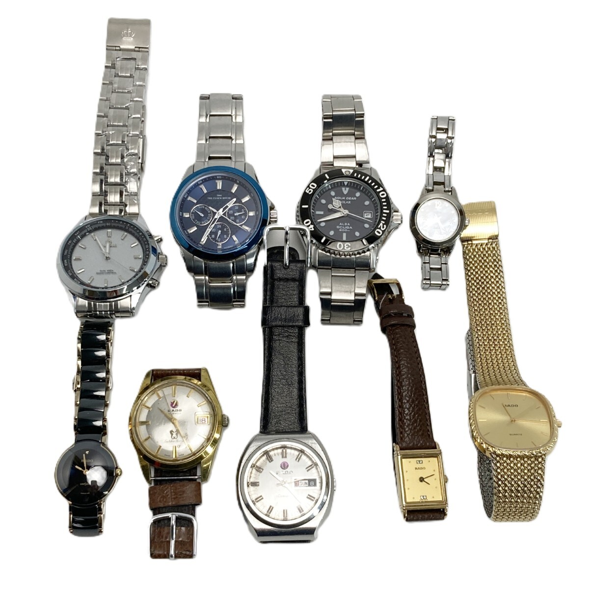 【1円スタート】 RADO/ALBA 他 ジャンク ブランド 腕時計 9本まとめ 1スタ クォーツ ソーラー 全体的に状態が悪い拍卖