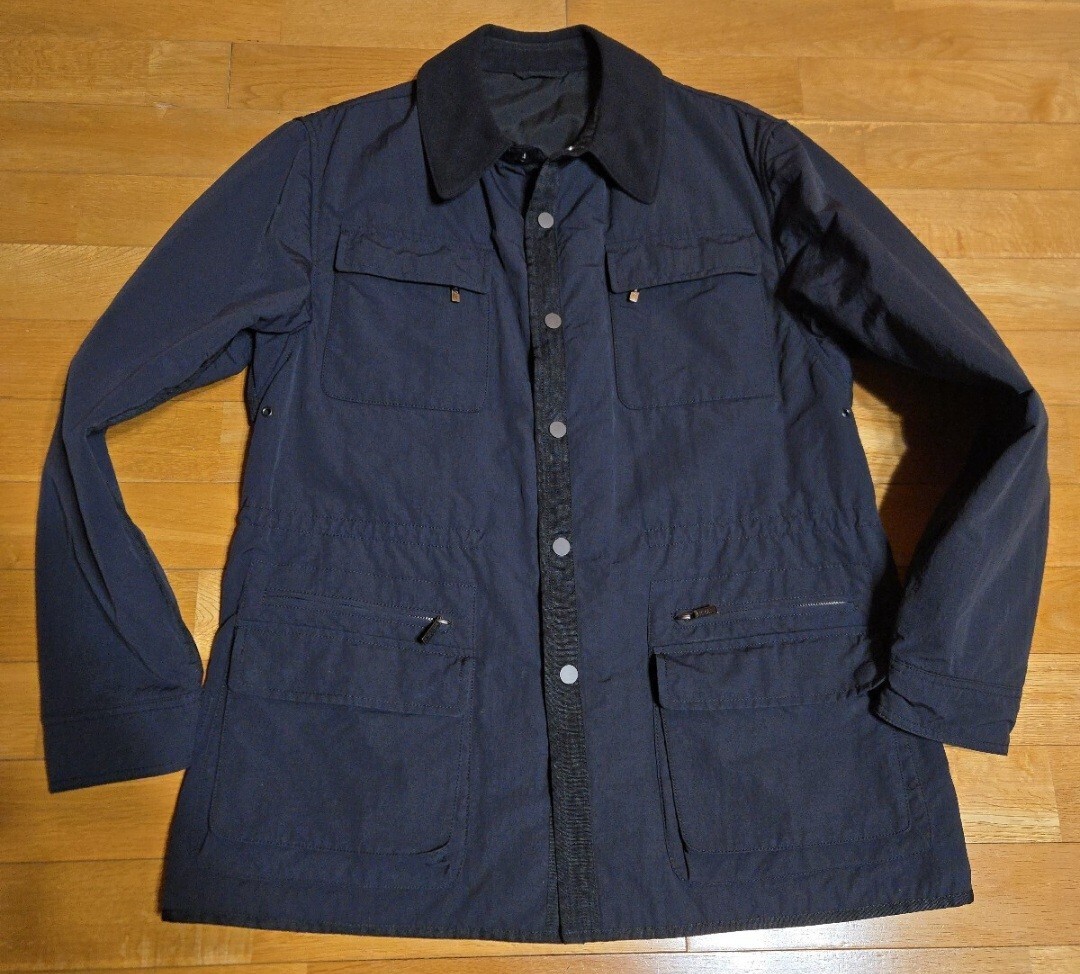 春先の汎用性★アルマーニ コレッツォーニ 厳選高級『高機能撥水コットン×ナイロン』◎ブラック M-65型ジャケット46(M-L位)アウター拍卖