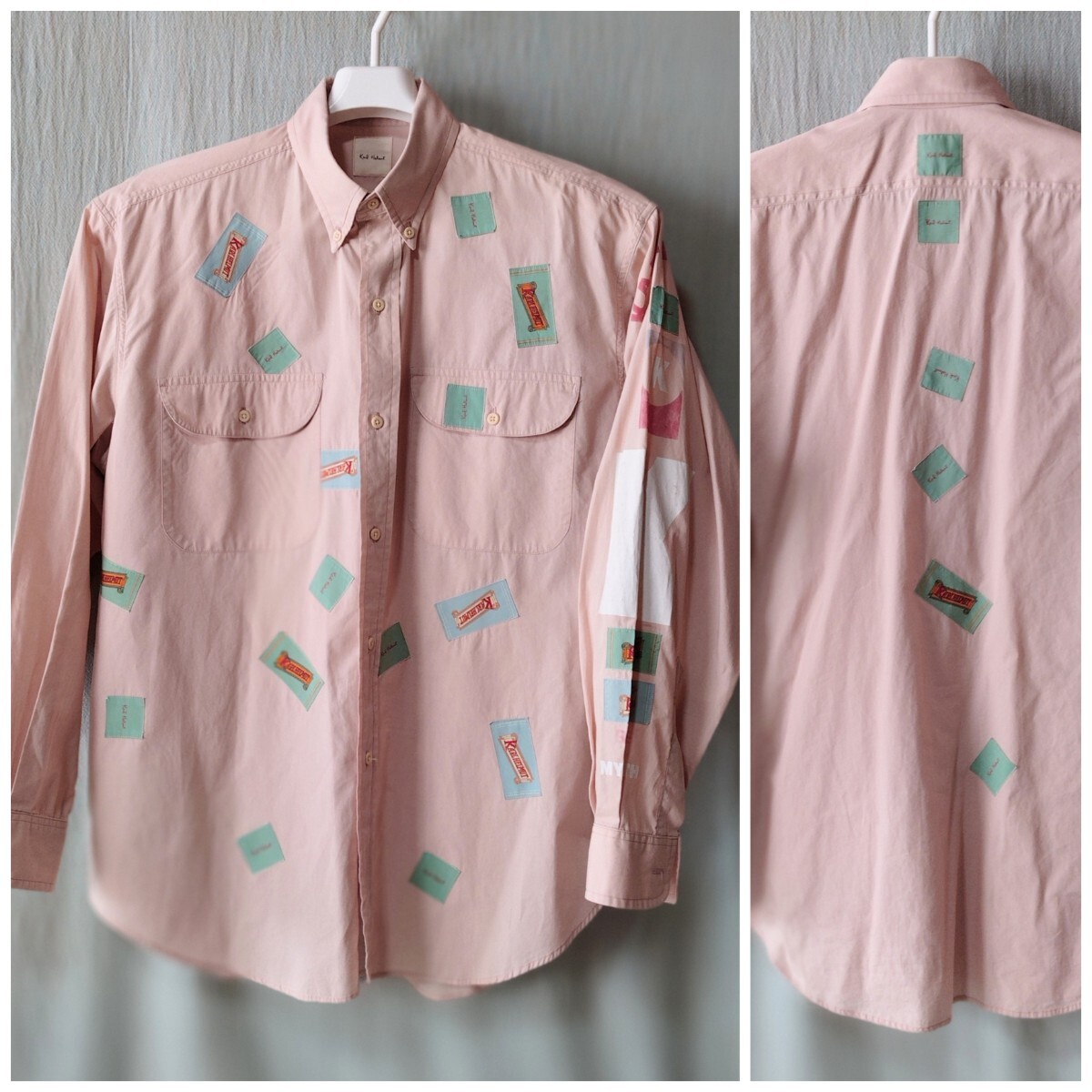 カールヘルム Karl Helmut 長袖ボタンダウンシャツ コーラルピンク ワッペン 淡いピンク系シャツです。拍卖