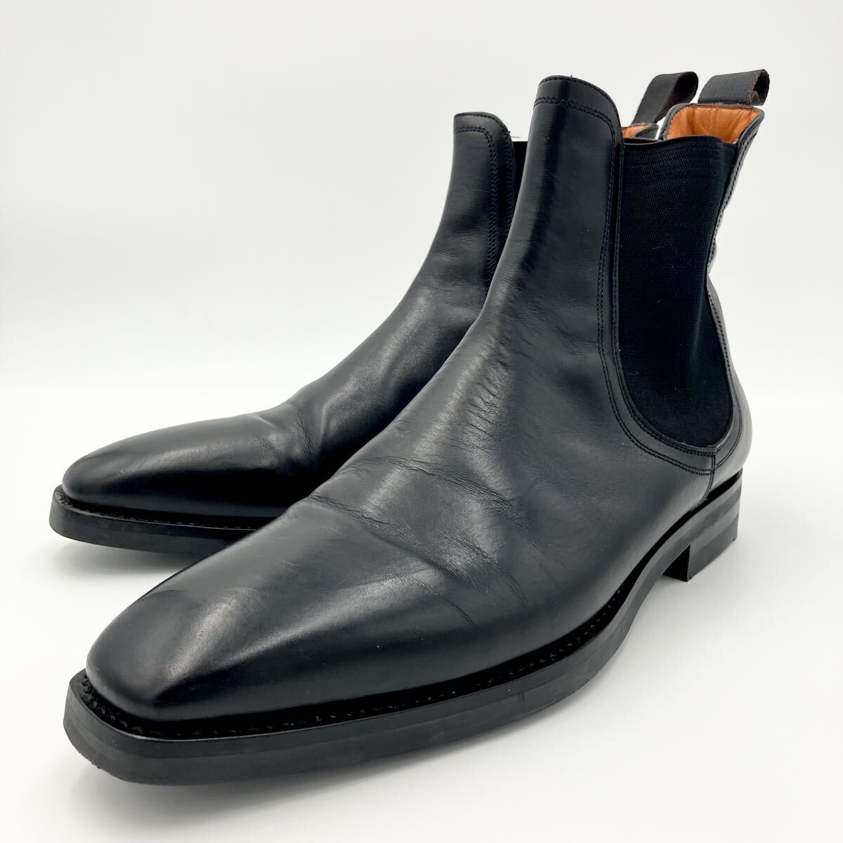 SANTONI サントーニ メンズ サイドゴアブーツ レザー ブラック 約26.5cm 中古品 本革 拍卖