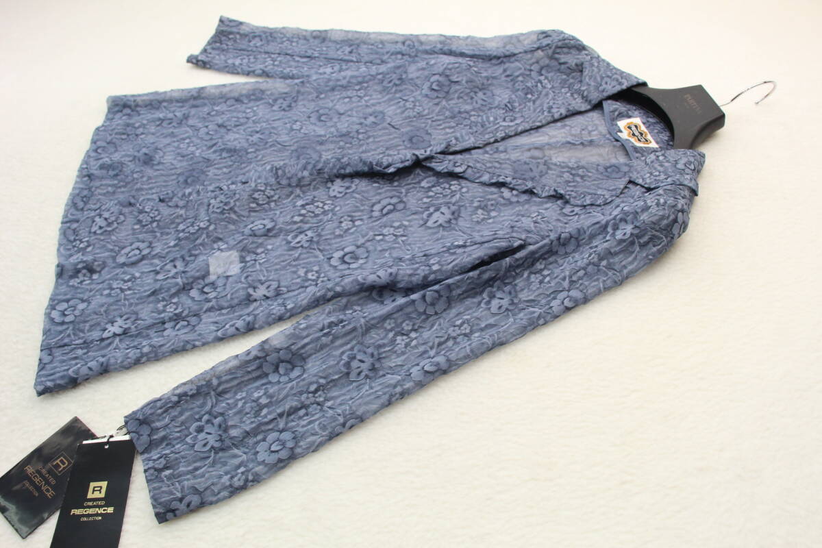 947 新品タグ付き シアー花柄ワッシャージャケット ネイビー40(11号)サイズ 定価¥49,500税込み拍卖