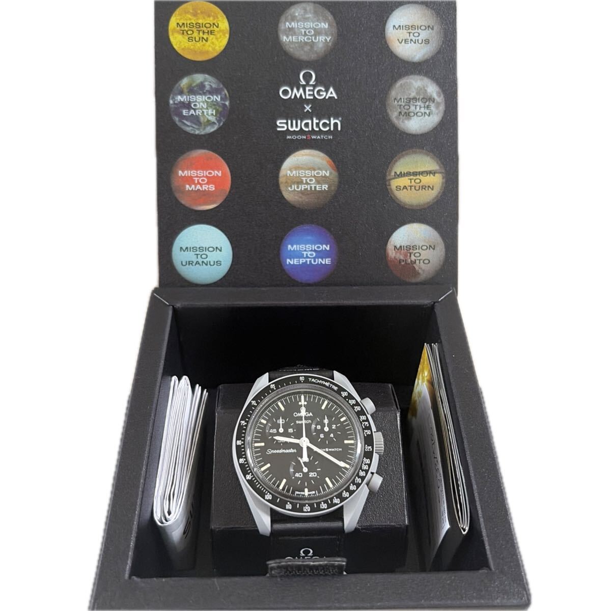 1円 美品 Swatch × Omega スウォッチ × オメガ MISSION TO THE MOON ムーン S033M100 腕時計 クオーツ クロノグラフ 拍卖