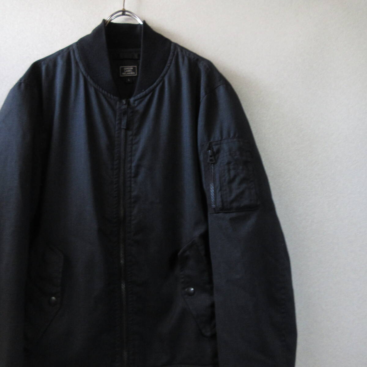 ○美品 green label relaxing ユナイテッドアローズ◆MA-1型 ブルゾンジャケット やや薄手 ブラック 3225-186-1819◆メンズ ブラック L拍卖