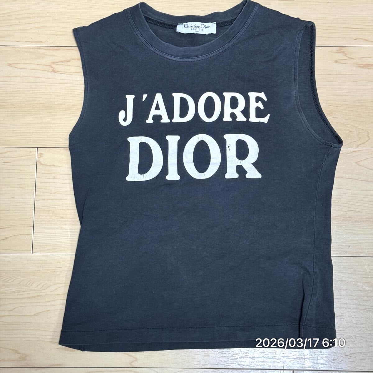 1000円〜 vintage Christian Dior クリスチャンディオール J'ADORE ジャドール ノースリーブ タンクトップ カットソー拍卖