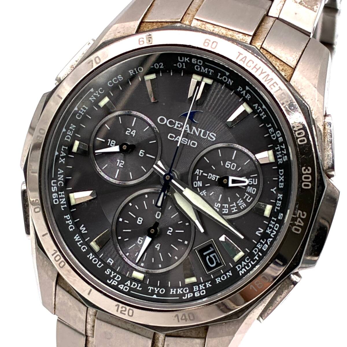 美品 稼働品 CASIO カシオ オシアナス メンズ 腕時計 OCW-S1000 マンタ チタニウム タフソーラー ブラック 黒文字盤 正規品 人気色拍卖