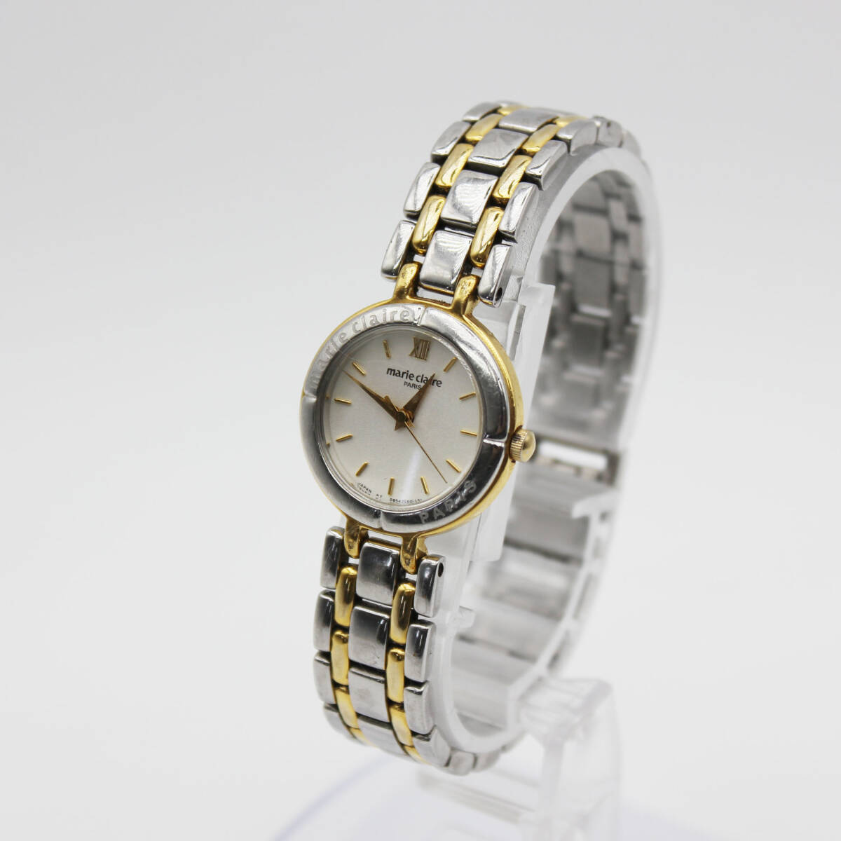 W260301-33 marie claire マリクレール D852G6-00 レディース腕時計 クォーツ ジャンク 文字盤ホワイト 3針 アナログ シルバー拍卖