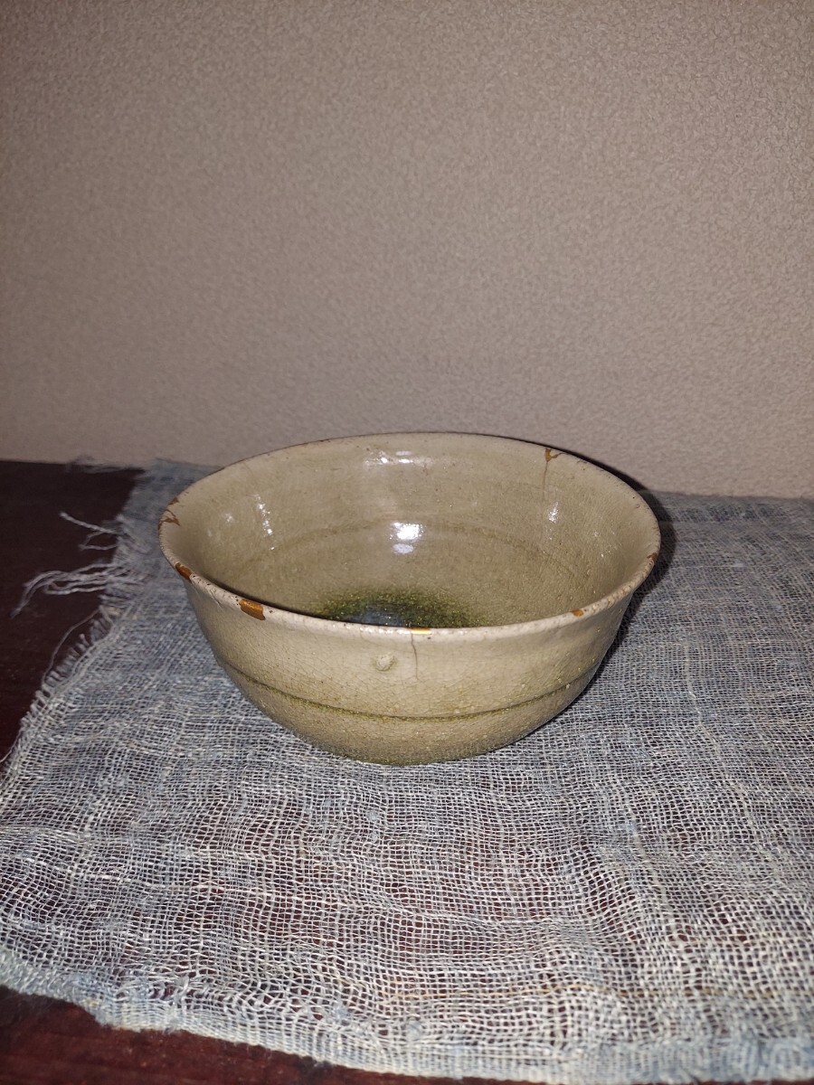 1週間限定価格 【古美術逸品】 古瀬戸茶碗 甍堂 灰釉 室町時代 仏具 (送料込)拍卖