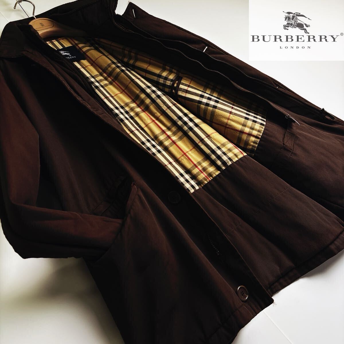 希少スペイン製 y2●定価18万●BURBERRY LONDON●ダブルジップアップジャケット トレンチコート バーバリーコート メンズ 大きめ L拍卖