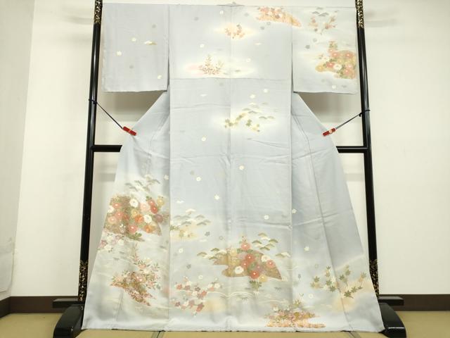 平和屋着物●創業460年・千總 訪問着 駒刺繍 立波草花文 暈し染め 金彩 三越扱い ロング丈 正絹 逸品 DAAU0769tw拍卖