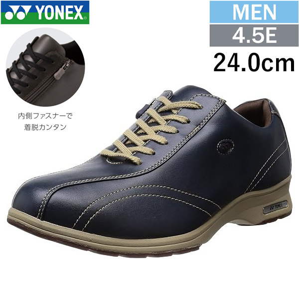 MC30W ネイビーブルー 24.0cm ヨネックス パワークッション ウォーキングシューズ 男性用 メンズ 靴 4.5E YONEX ファスナー SHWMC30W拍卖