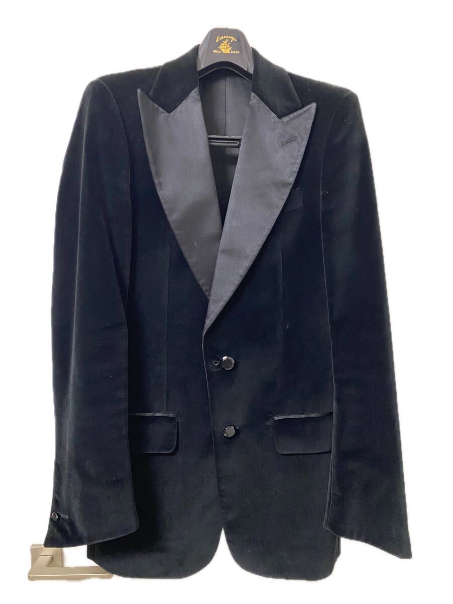 イブサンローラン スモーキングタキシードジャケット ベロア 黒 ブラック メンズ M〜L拍卖