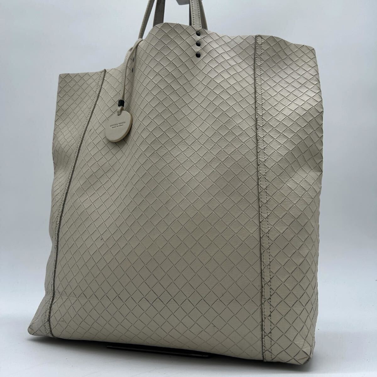 1円 ◆美品◆ BOTTEGA VENETA ボッテガヴェネタ トートバッグ ハンドバッグ イントレチャート レザー 本革 アイボリー メンズ レディース拍卖