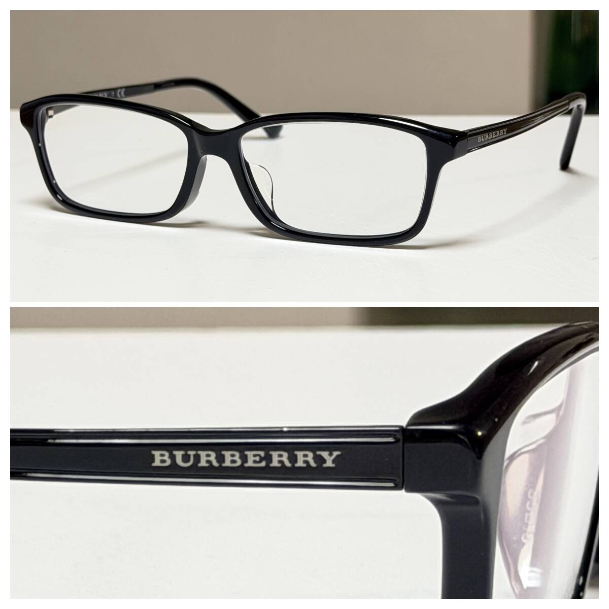 ◆BURBERRY バーバリー 眼鏡フレーム メガネ ロゴ入りテンプル ブラック BLACK 黒 スクエア型 メンズ レディース B2217D 3001 55□15-145拍卖