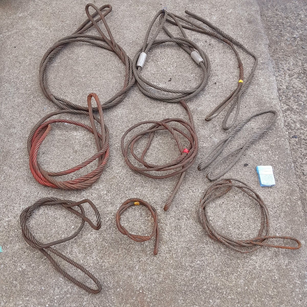 康友d306 ■吊りワイヤー ワイヤーロープ 玉掛けワイヤー 径Φ約10mm~約16mm 長さ約1.0m~約5m 計10本セット拍卖