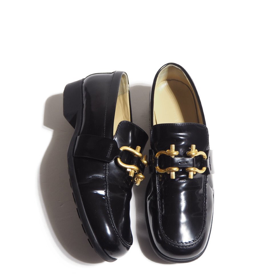 R6134R30 ▼BOTTEGA VENETA ボッテガヴェネタ▼ MONSIEUR/ムッシュ ローファー シューズ ブラック 38/24cm /レディース 黒拍卖