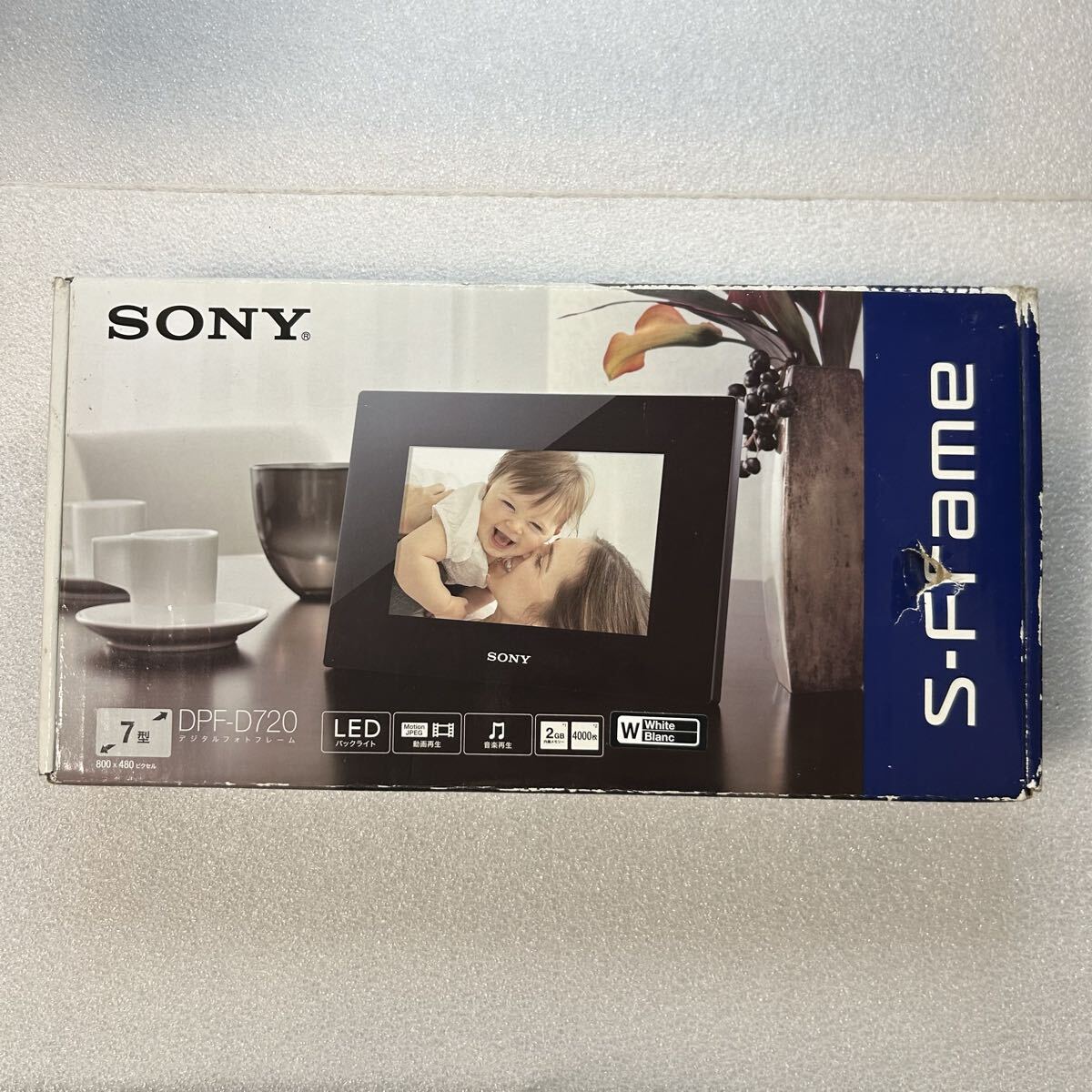 SONY DPF-D720 デジタルフォトフレーム 7型 未使用品 付属品完備 箱傷みあり ホワイト S-Frame拍卖